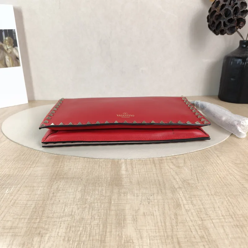 Valentino Clutch Clutch Red Calfskin One Size 28 × 3 × 17 cm — cover view 5 of 6