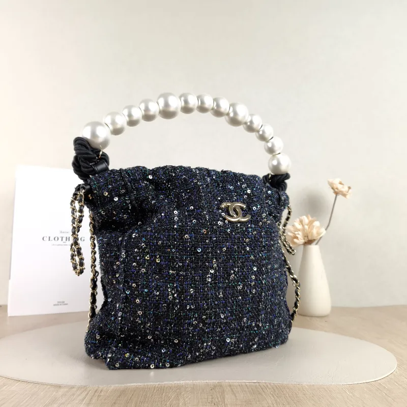 Chanel Shoulder Bag Pearl Bucket Bag Black One Size 25 × 8 × 27 cm 27 — cover view 2 of 5