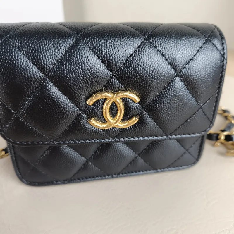 Chanel Crossbody Bag C logo woc Crossbody Bag Black Grained Calfskin One Size 13 × 5.5 × 10 cm — detail view 4 of 12