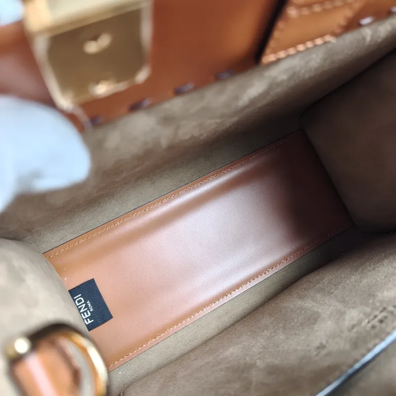 FENDI Crossbody Bag Sunshine Shopping Tote Caramel Calfskin Small 25.5 × 12 × 22.5 cm — detail view 9 of 12