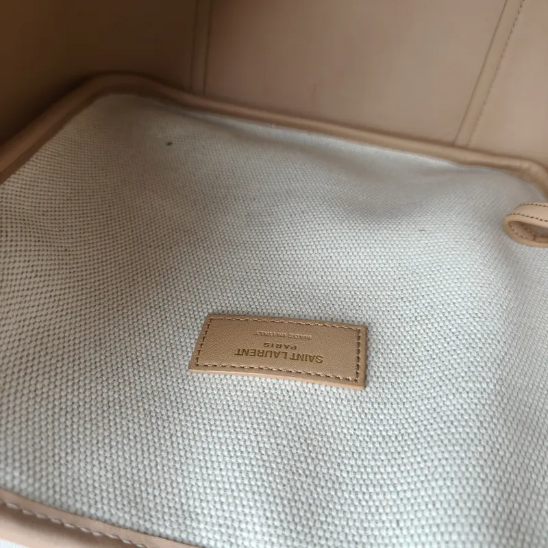 SAINT LAURENT Crossbody Bag LE 5 À 7 Hobo Inner Pouch Beige Brown Canvas Small 22.5 × 8.5 × 23 cm — detail view 10 of 14
