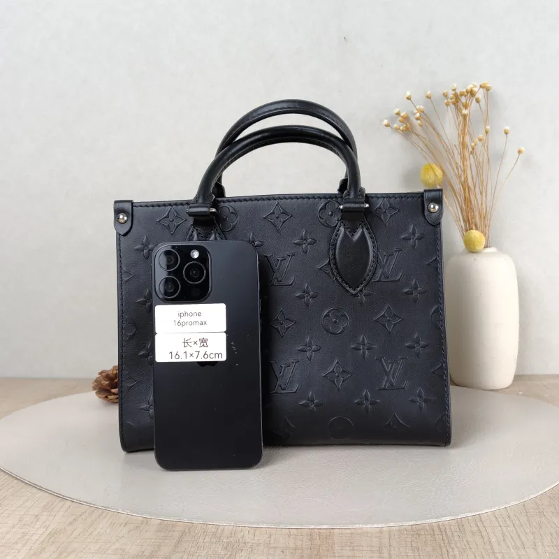 Louis Vuitton Shoulder Bag Onthego Black Calfskin Small 25 × 11.5 × 19 cm Shoulder Strap — cover view 6 of 6