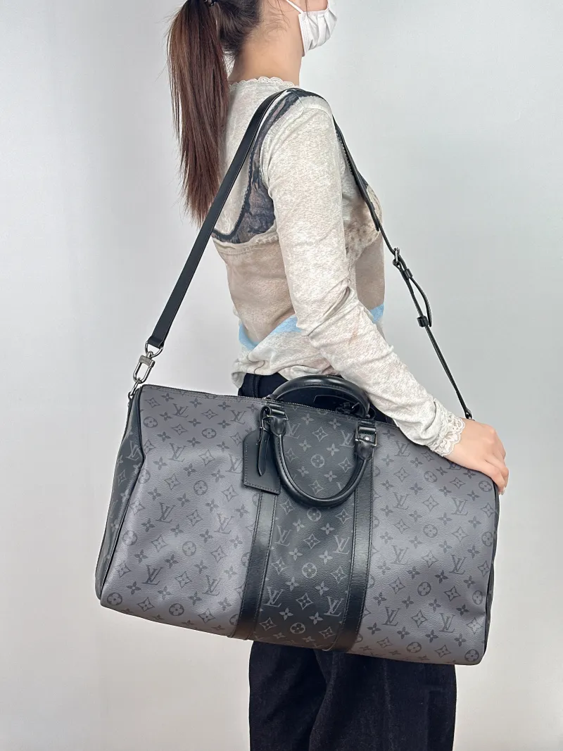 Louis Vuitton Crossbody Bag Keepall 50 Shoulder Strap Edition Black · Grey PVC One Size50 × 23 × 29 cm — on-model view 2 of 2
