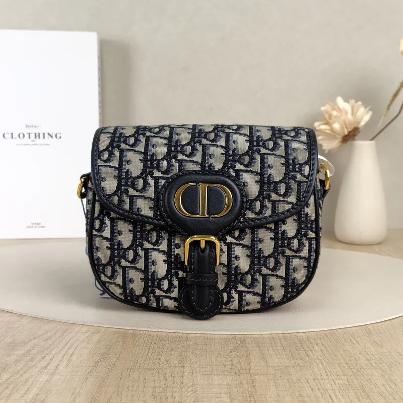 DIOR Crossbody Bag Bobby Blue Canvas Small18 × 5 × 14 cm