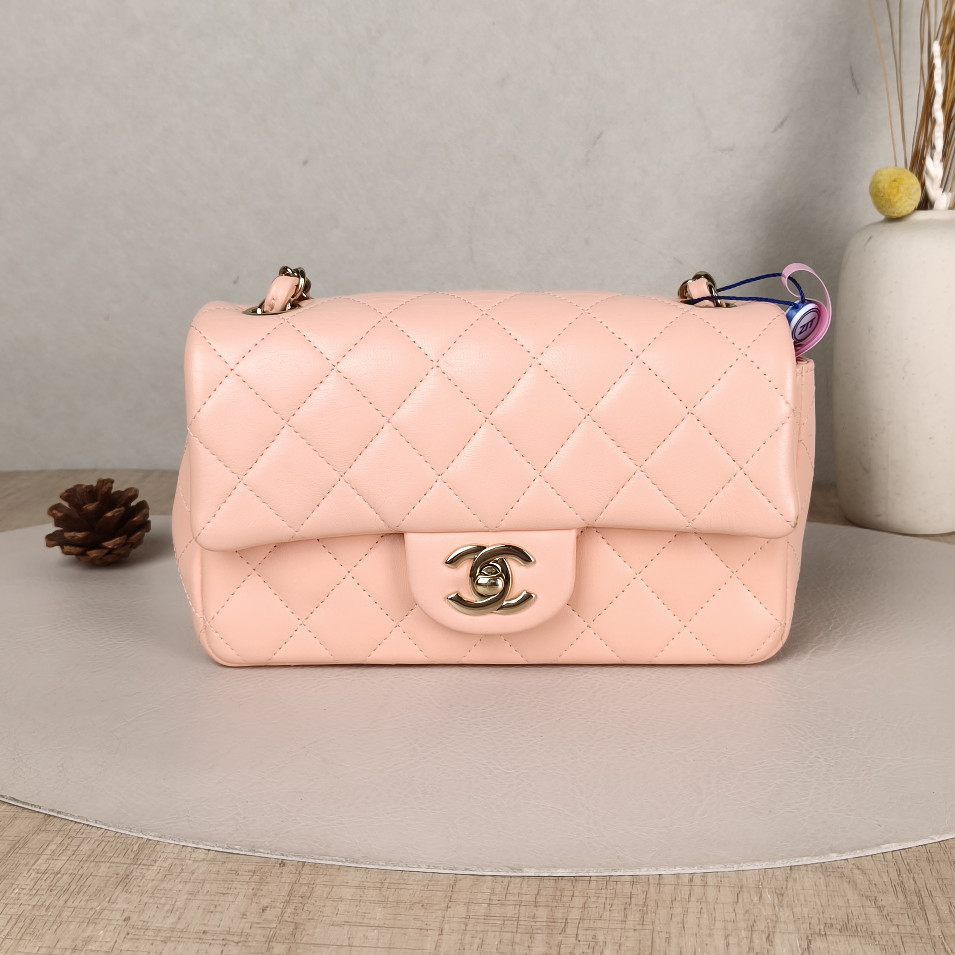 Chanel Crossbody Bag Classic Flap Large Mini CF Mini Pink Lambskin mini20 × 6 × 12 cm