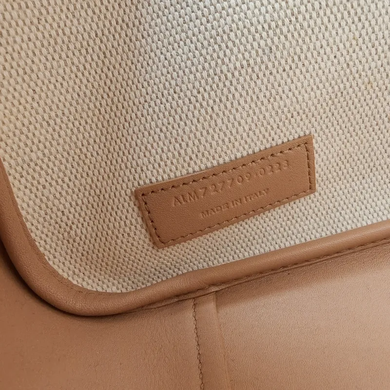 SAINT LAURENT Crossbody Bag LE 5 À 7 Hobo Inner Pouch Beige Brown Canvas Small 22.5 × 8.5 × 23 cm — detail view 12 of 14
