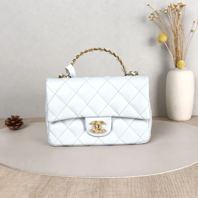 Chanel Crossbody Bag Woven Blue Lambskin One Size 20 × 5 × 13 cm