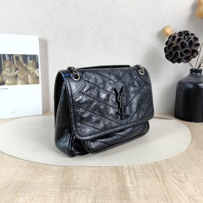 SAINT LAURENT Crossbody Bag Niki Black Waxed Leather Calfskin Small 21 × 7.5 × 16 cm — cover view 5 of 5