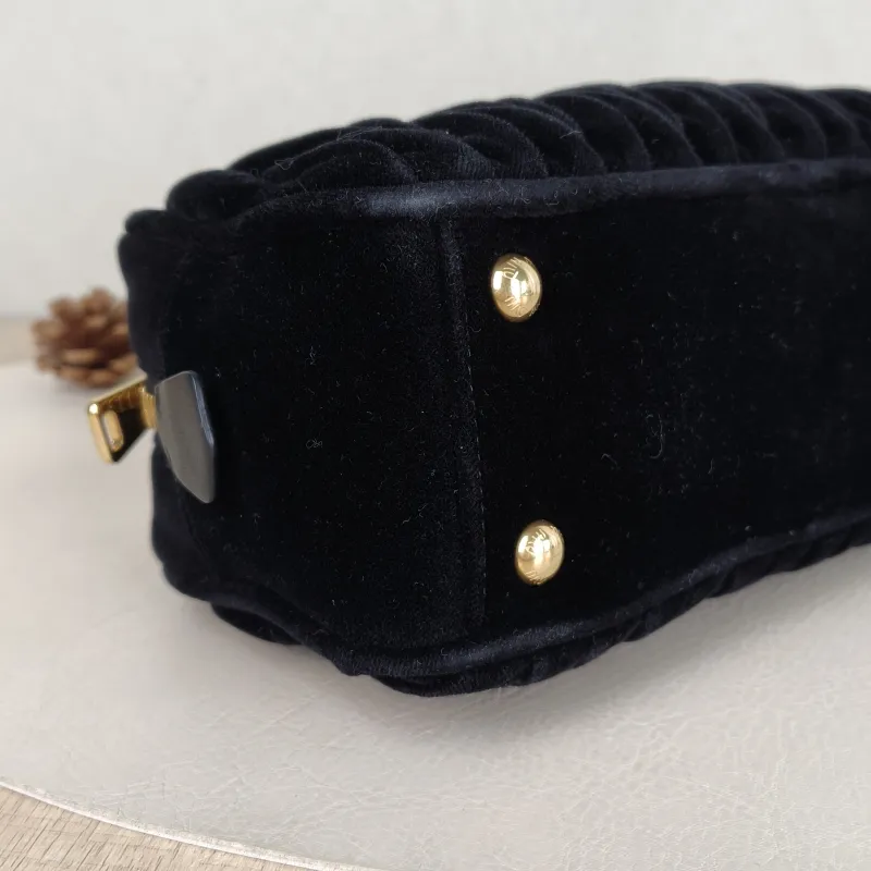 Miumiu Top Handle Bag Arcadie MatelasséCollection Edition Black Velvet Medium 23 × 7.5 × 11 cm — detail view 10 of 10