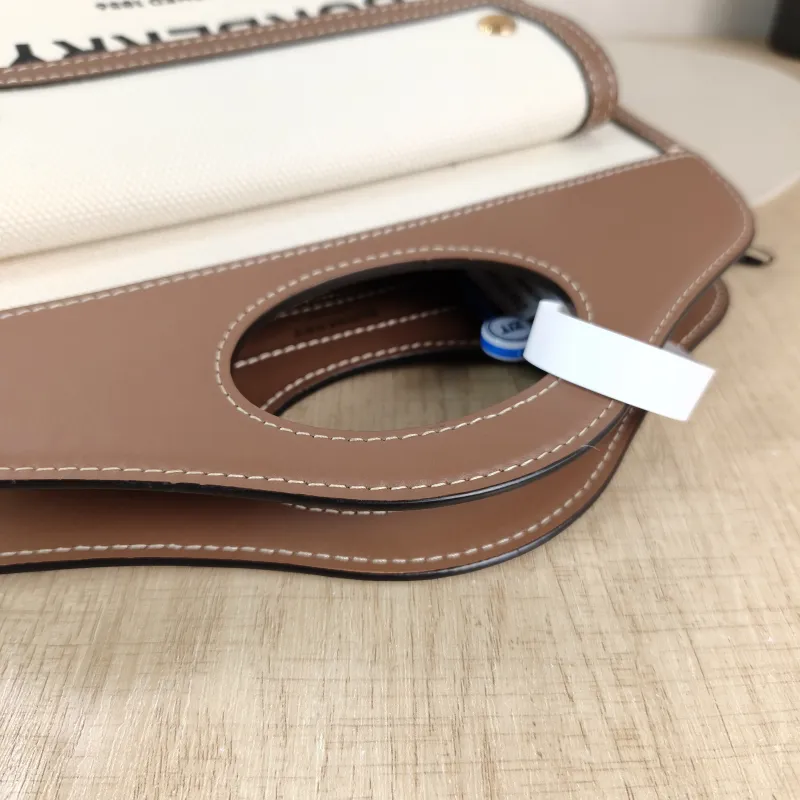 BURBERRY Crossbody Bag pocket bag Top Handle Crossbody Bag Beige Brown Canvas， Mini 23 × 6 × 26.5 cm — detail view 8 of 11