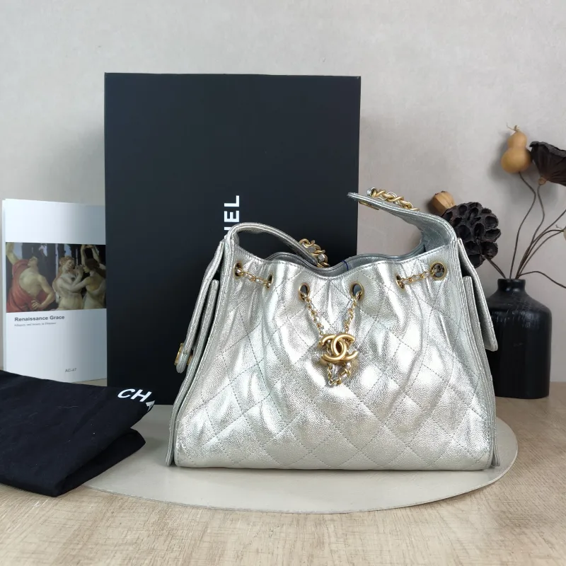 Chanel Shoulder Bag 25Bag Silver Grained Calfskin Small 26 × 14 × 30 cm — cover view 3 of 6
