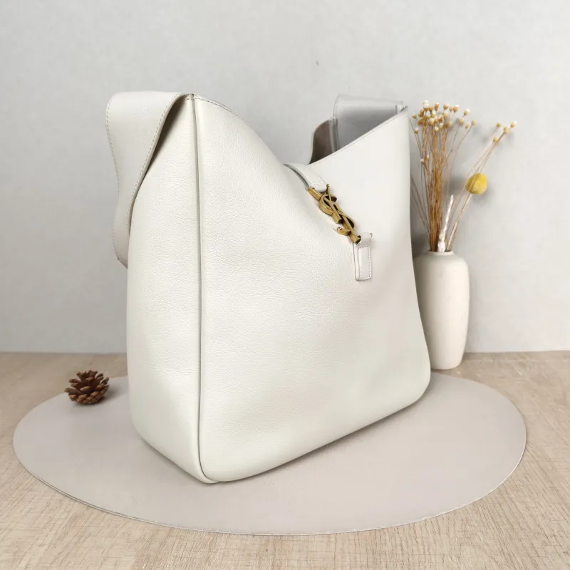 SAINT LAURENT Shoulder Bag LE 5 À 7 Hobo White Calfskin Large 30 × 13 × 31 cm — cover view 5 of 5