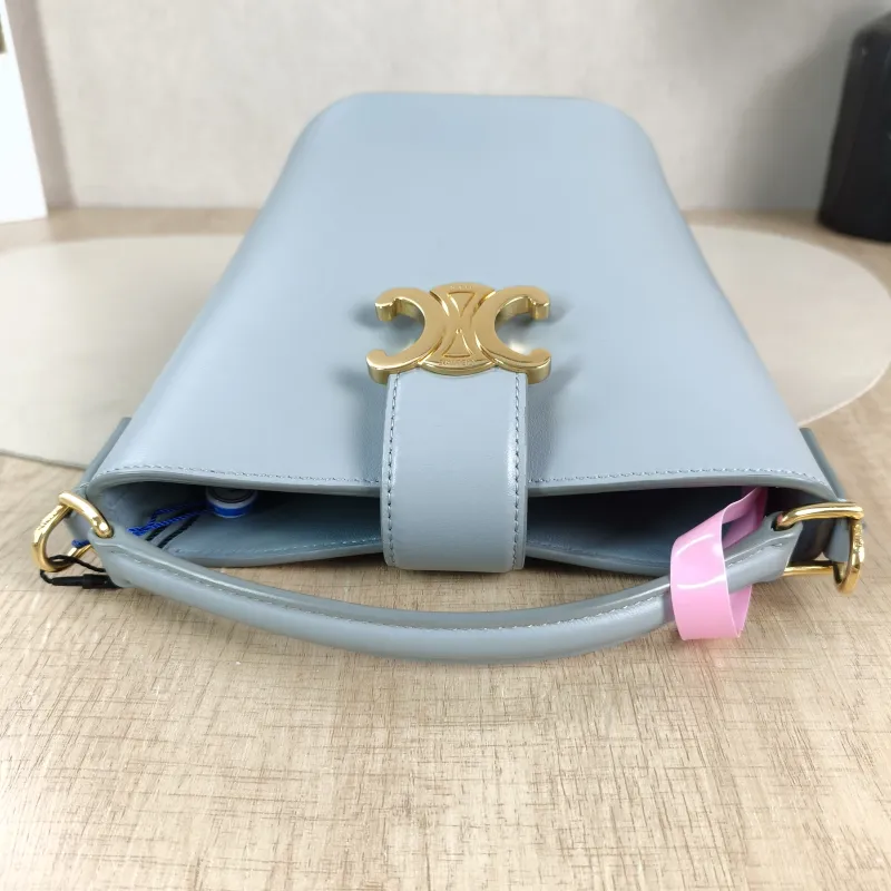 CELINE Crossbody Bag Louise Bucket Bag Blue Calfskin Mini 13.5 × 10 × 16 cm — detail view 1 of 13
