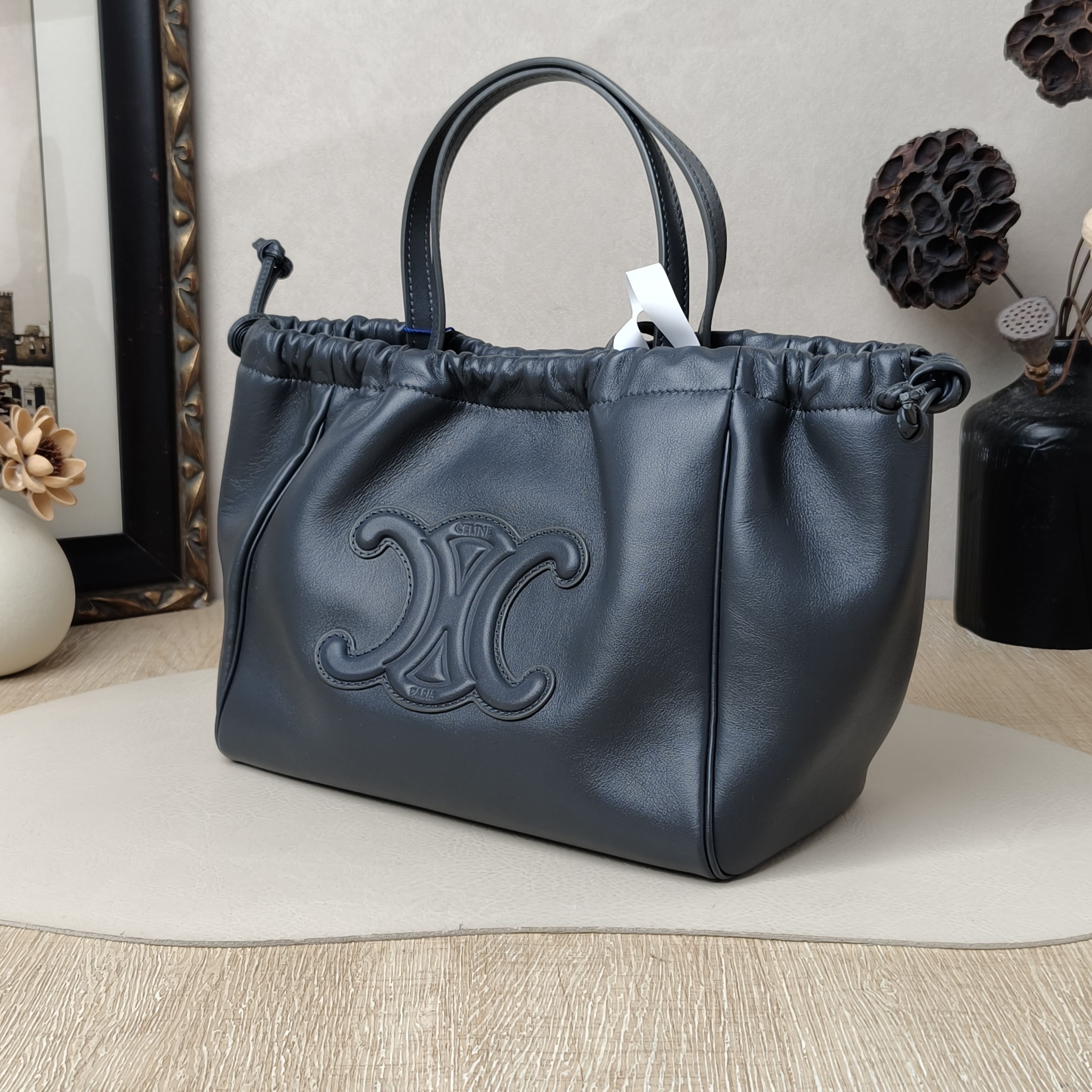 CELINE cabastriomphe Small Dark Grey Calfskin · Shoulder Strap · 22 × 15 × 17 cm — cover view 3 of 10