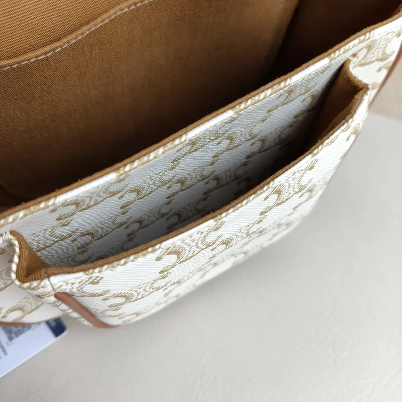CELINE Crossbody Bag FOLCO White PVC Medium 18.5 × 8 × 17 cm — detail view 10 of 10