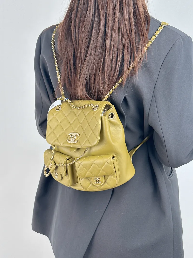 Chanel Backpack Duma Calfskin Medium 20.5 × 11.5 × 20 cm — on-model view 2 of 2