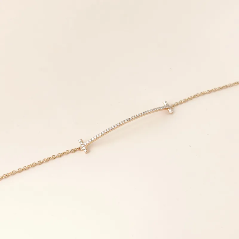 Tiffany&Co. Bracelet TC ollection Smile Pavé Diamond Bracelet Rose Gold Diamond18KR ose Gold One Size 17.5cm — cover view 8 of 9