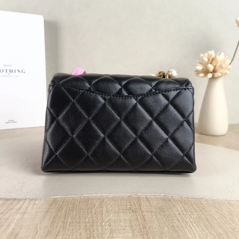 Chanel Crossbody Bag Pearl Black Lambskin Mini 19 × 7 × 13 cm — cover view 4 of 5