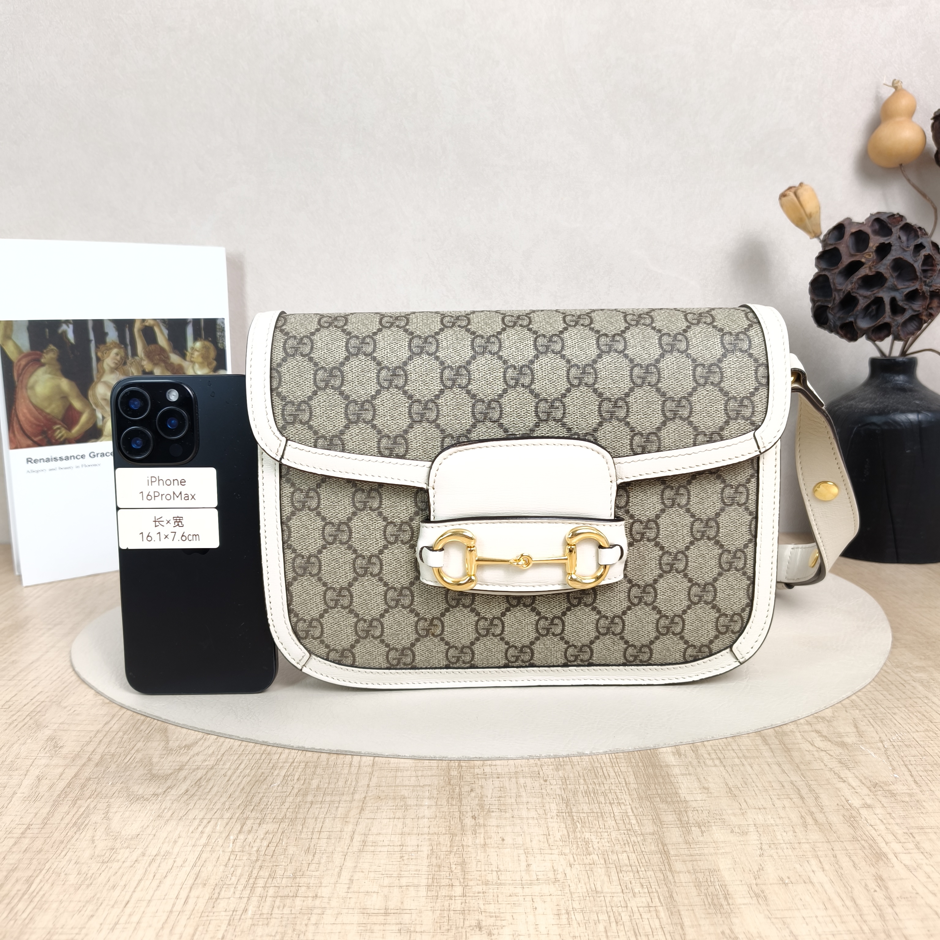 GUCCI Crossbody Bag Horsebit 1955 Horsebit Medium White Monogram PVC Medium25 × 8 × 18 cm — cover view 2 of 5