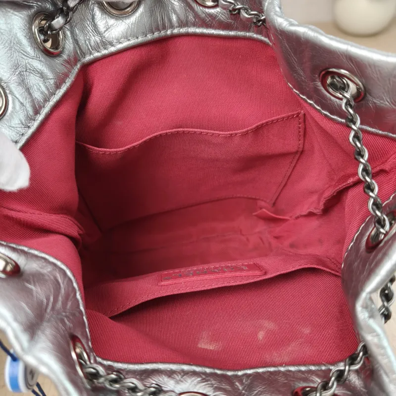 Chanel Crossbody Bag Gabrielle Collection Bucket Bag Silver Calfskin 20 × 6.5 × 22 cm — detail view 7 of 16