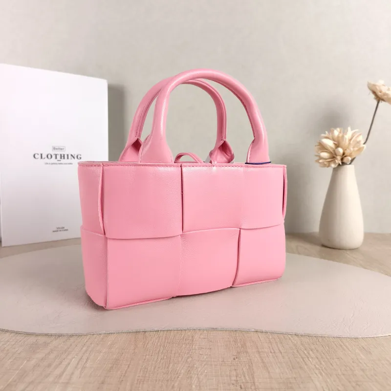 Bottega Veneta Top Handle Bag Arco Woven Tote Bag Pink Lambskin Mini 20 × 7 × 13 cm — cover view 5 of 5