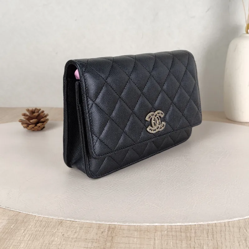 Chanel Crossbody Bag Classic Flap WOC CF WOCWOC Bag Woven c Black Calfskin One Size 19.2 × 3.5 × 12.3 cm — cover view 3 of 5