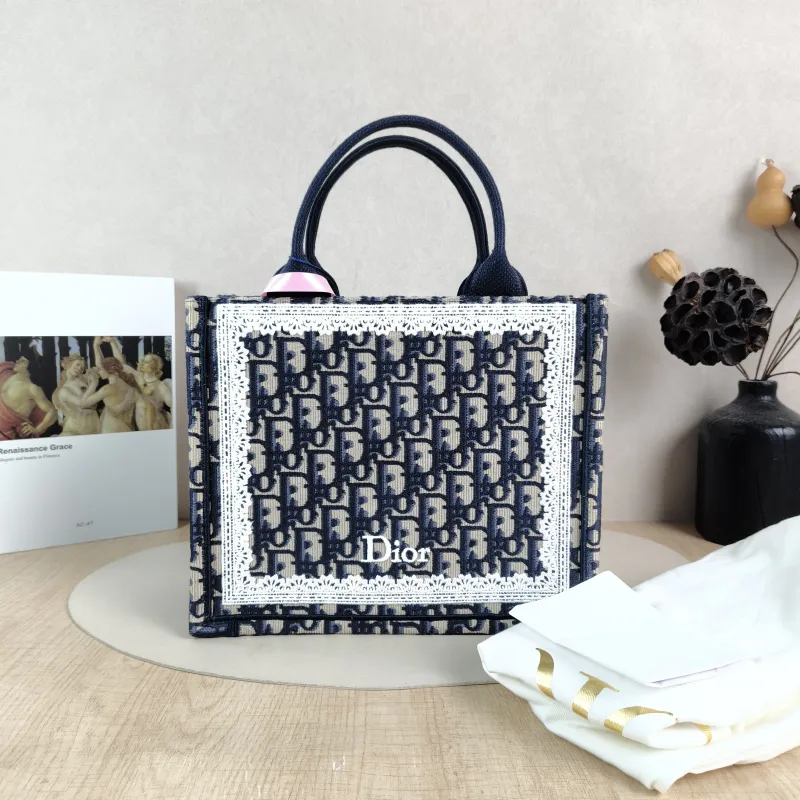 DIOR Shoulder Bag Book Tote Shoulder Strap Edition Blue Canvas Small 26.5 × 14 × 22 cm — cover view 3 of 6