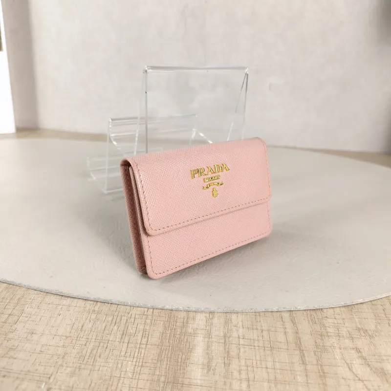 PRADA Wallet Cardholder Pink Calfskin 9.8 × 1.5 × 6.5 cm — cover view 3 of 5