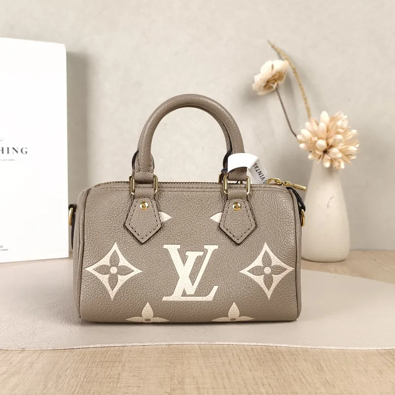 Louis Vuitton Crossbody Bag Speedy Nano · White Empreinte Embossed Calfskin Monogramnano16 × 7.5 × 10 cm