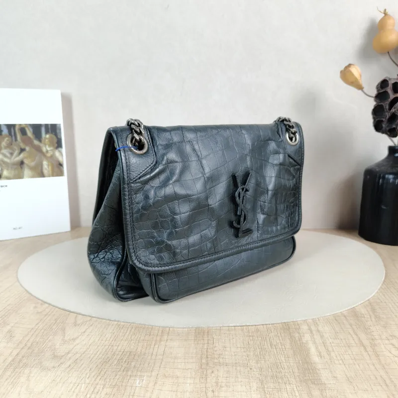 SAINT LAURENT Crossbody Bag Niki D Green Waxed Leather Medium 28 × 8.5 × 20 cm — cover view 5 of 5