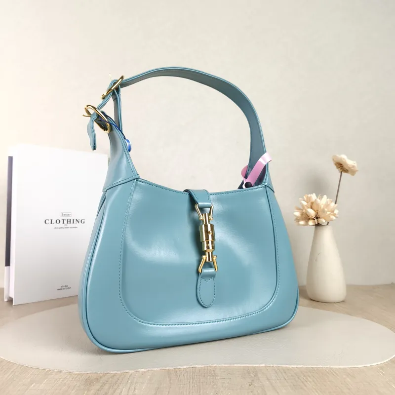 GUCCI Crossbody Bag Jackie 1961Collection Blue Calfskin Medium 27.5 × 4 × 19 cm — cover view 3 of 5