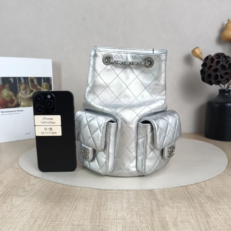 Chanel Backpack25c Backpack Silver Calfskin One Size18 × 8 × 24 cm — cover view 5 of 5
