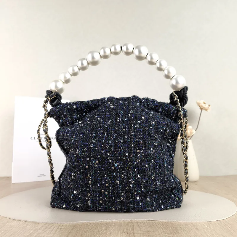 Chanel Shoulder Bag Pearl Bucket Bag Black One Size 25 × 8 × 27 cm 27 — cover view 5 of 5