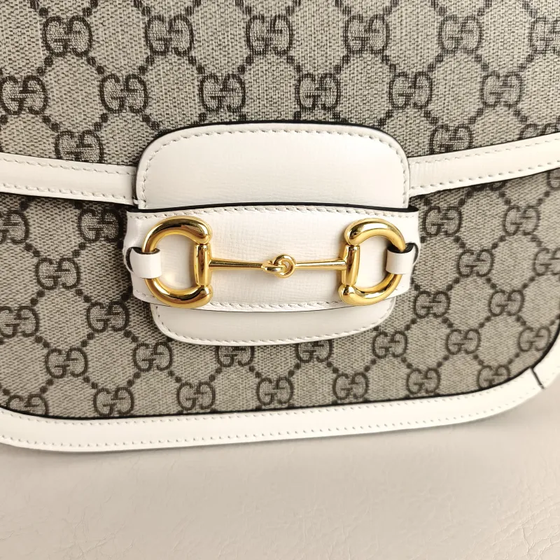 GUCCI Crossbody Bag Horsebit 1955 Horsebit Medium White Monogram PVC Medium 25 × 8 × 18 cm — detail view 2 of 13
