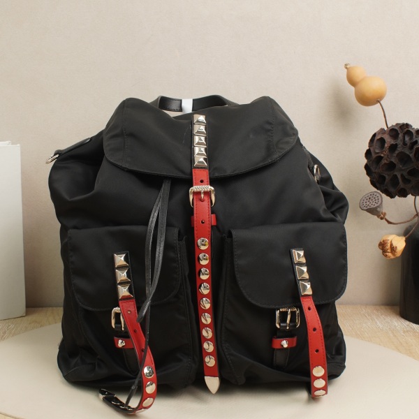 PRADA Backpack Black Nylon · Dust Bag · 30 × 15 × 28 cm