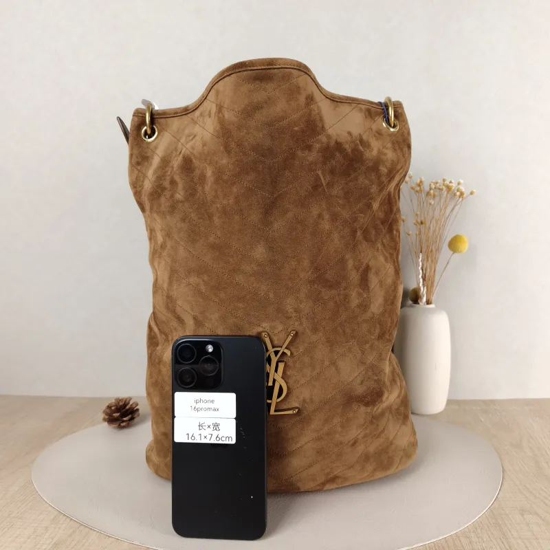 SAINT LAURENT Shoulder Bag Bucket Bag Brown Suede One Size 28 × 15 × 38 cm — cover view 5 of 6