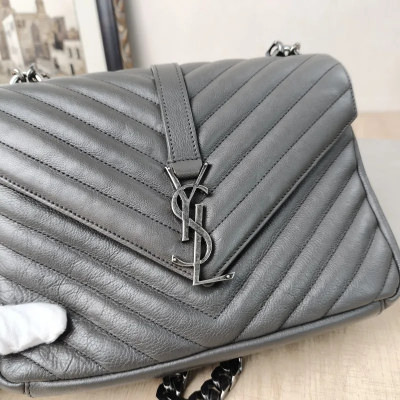SAINT LAURENT Shoulder Bag COLLEGE Grey Calfskin24 × 6.5 × 17 cm — detail view 5 of 16