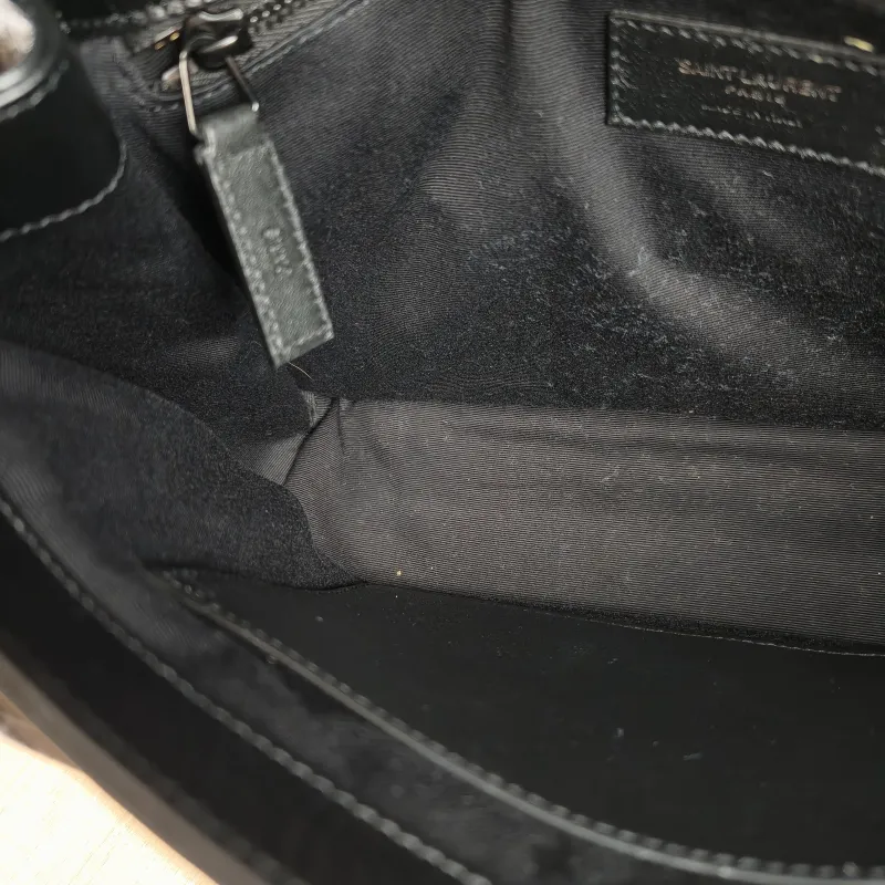 SAINT LAURENT Crossbody Bag Niki Black Waxed Leather Calfskin Medium 28 × 8.5 × 20 cm — detail view 6 of 12