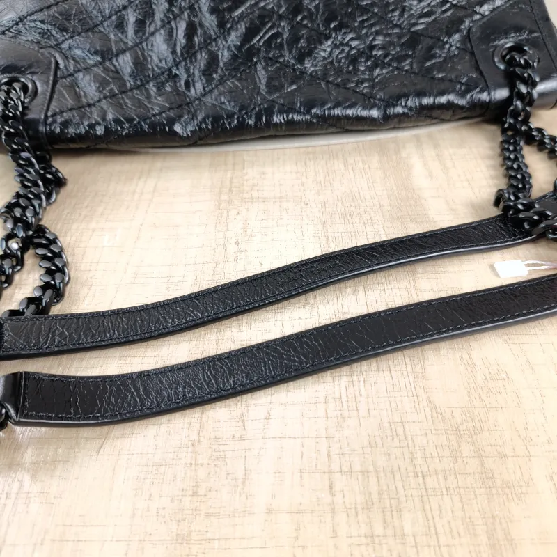 SAINT LAURENT Crossbody Bag Niki Black Waxed Leather Calfskin Large 32 × 9 × 23 cm — detail view 3 of 14
