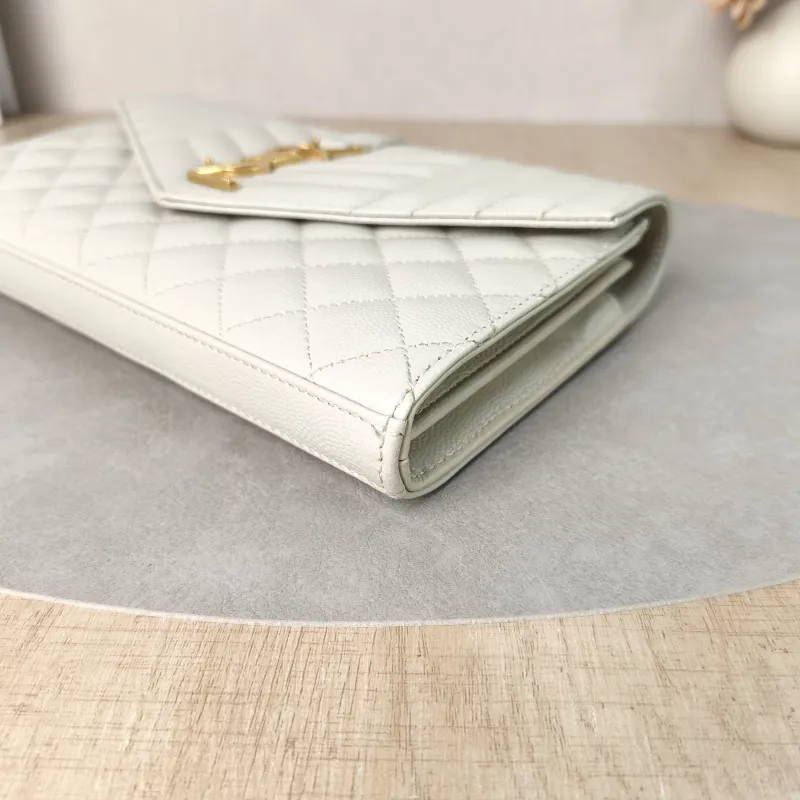 SAINT LAURENT Crossbody Bag ENVELOPE White Calfskin Small21 × 6 × 13 cm — detail view 7 of 13