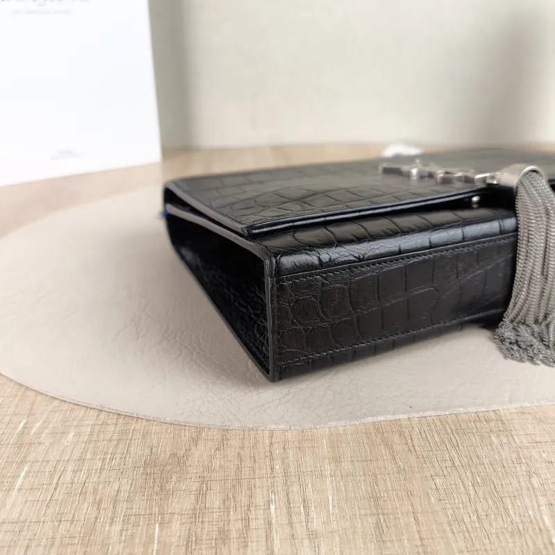 SAINT LAURENT Crossbody Bag KATE Edition Black Calfskin Medium 24 × 5.5 × 14.5 cm — detail view 4 of 10