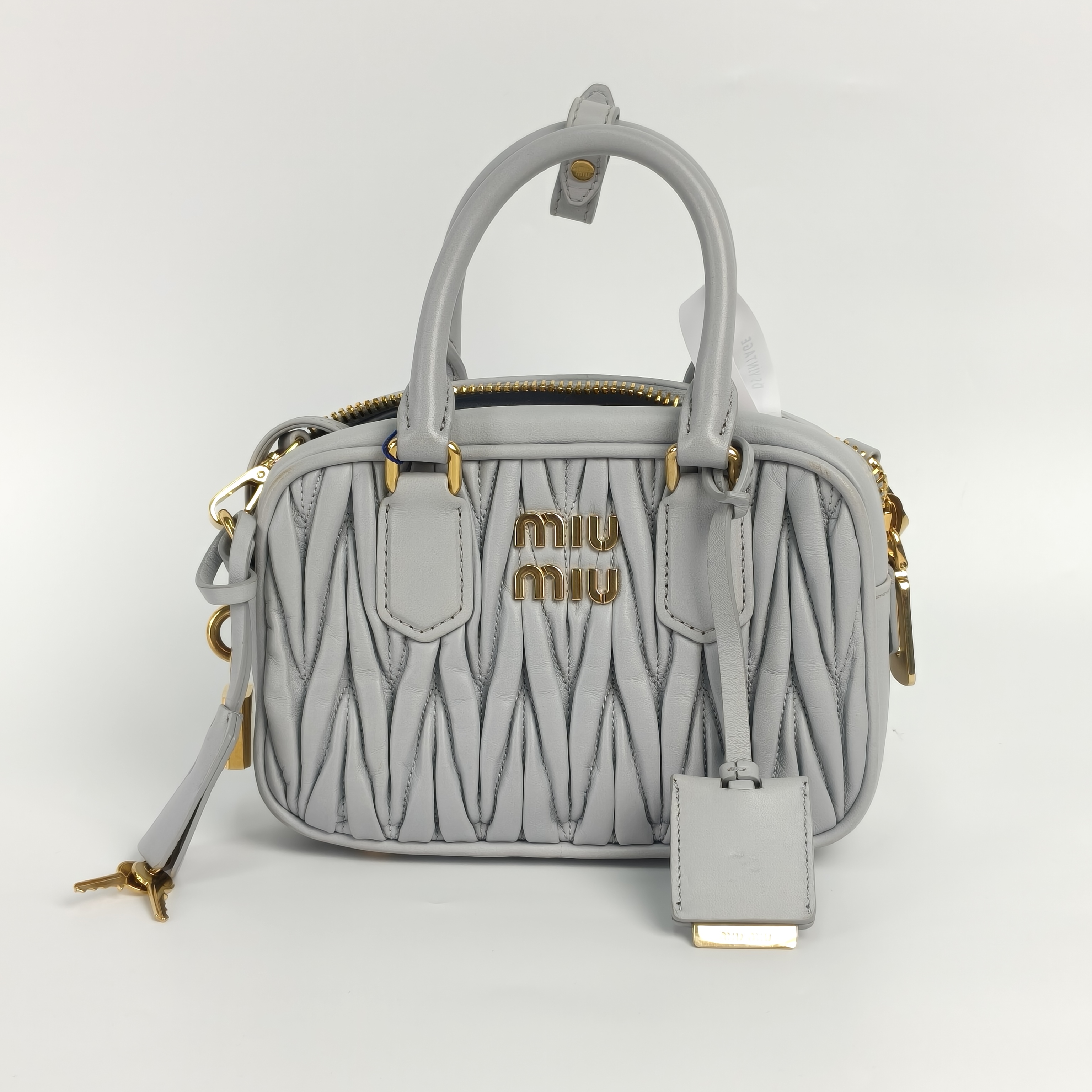 Miumiu Top Handle Bag Arcadie MatelasséCollection Edition Grey Lambskin Small19 × 6 × 13 cm