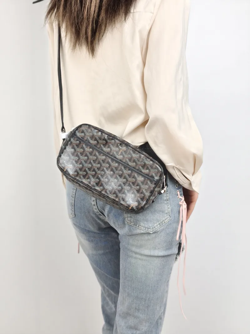 GOYARD Crossbody Bag Black PVC Small 22 × 6.5 × 13 cm — on-model view 2 of 2