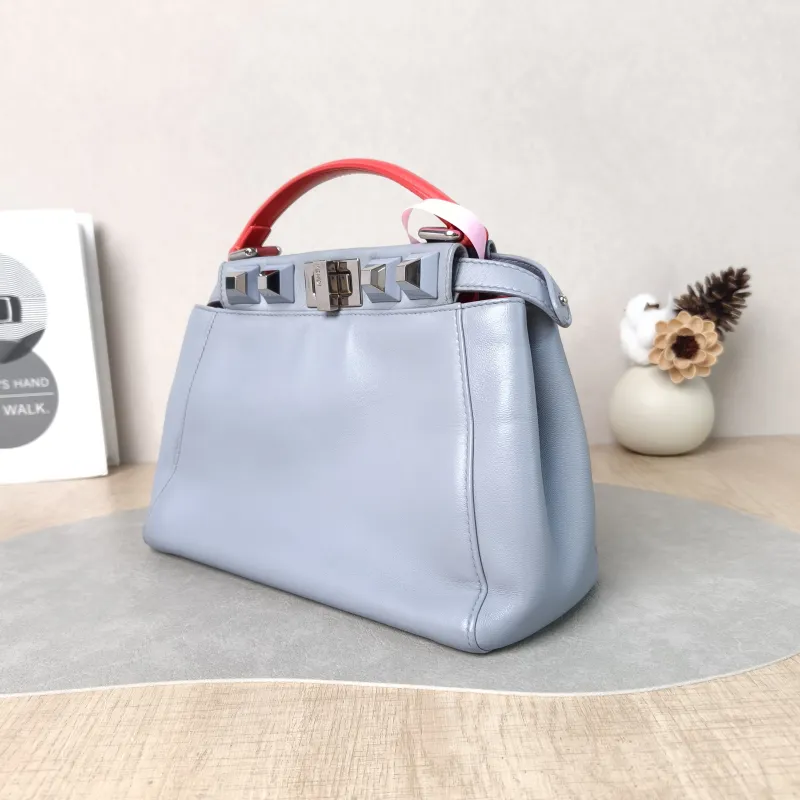 FENDI Crossbody Bag Peekaboo Crossbody Bag Blue Calfskin One Size 23 × 11 × 18 cm — cover view 5 of 5