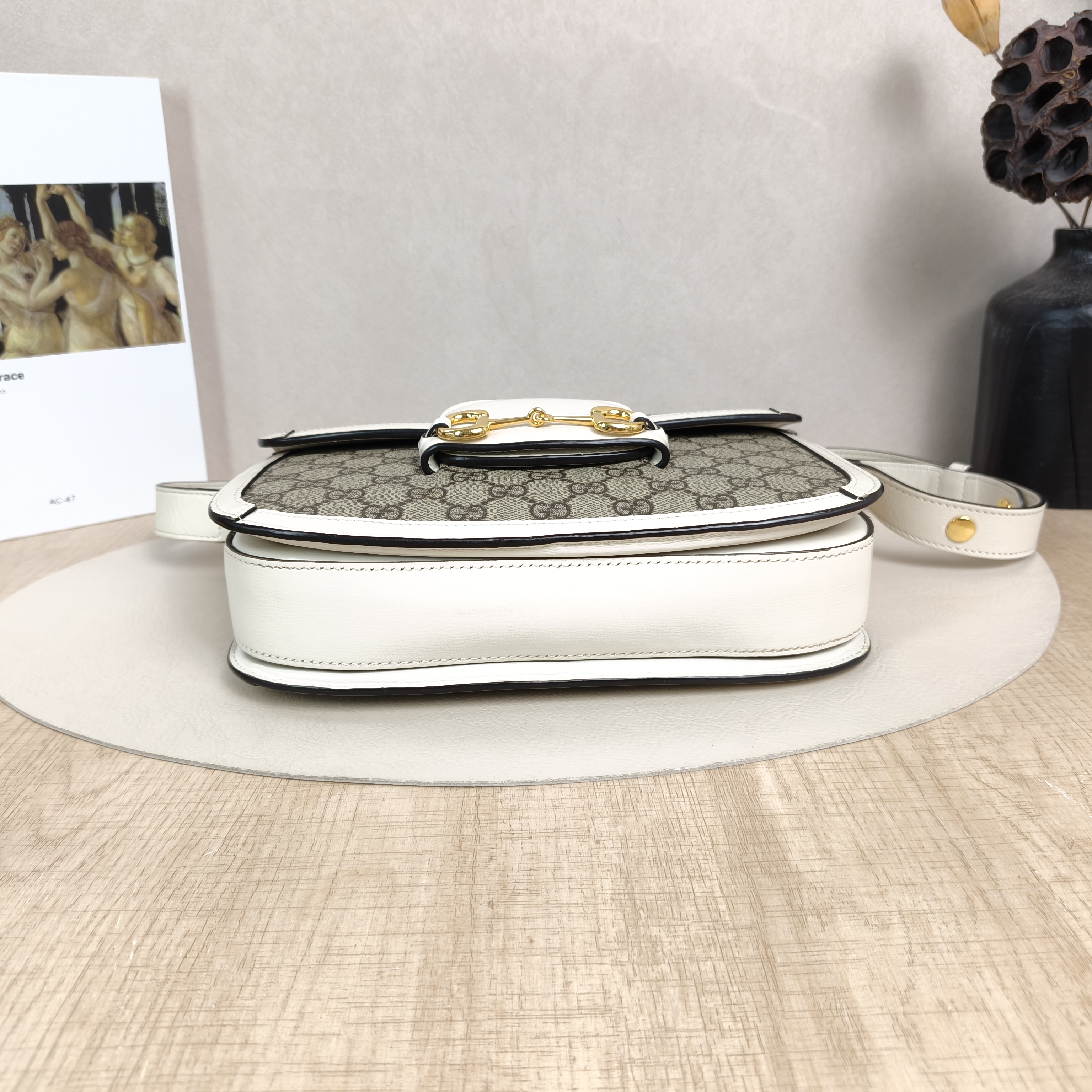 GUCCI Crossbody Bag Horsebit 1955 Horsebit Medium White Monogram PVC Medium25 × 8 × 18 cm — cover view 3 of 5