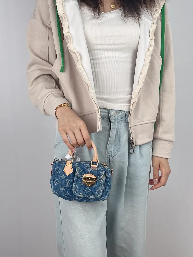 Louis Vuitton Crossbody Bag Speedy Nano Blue Edition nano 16 × 7.5 × 10 cm — on-model view 1 of 2