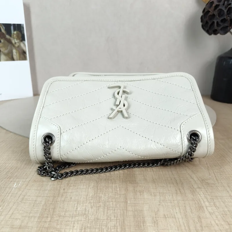 SAINT LAURENT Crossbody Bag Niki D White Waxed Leather Small 21 × 7.5 × 16 cm — detail view 4 of 12