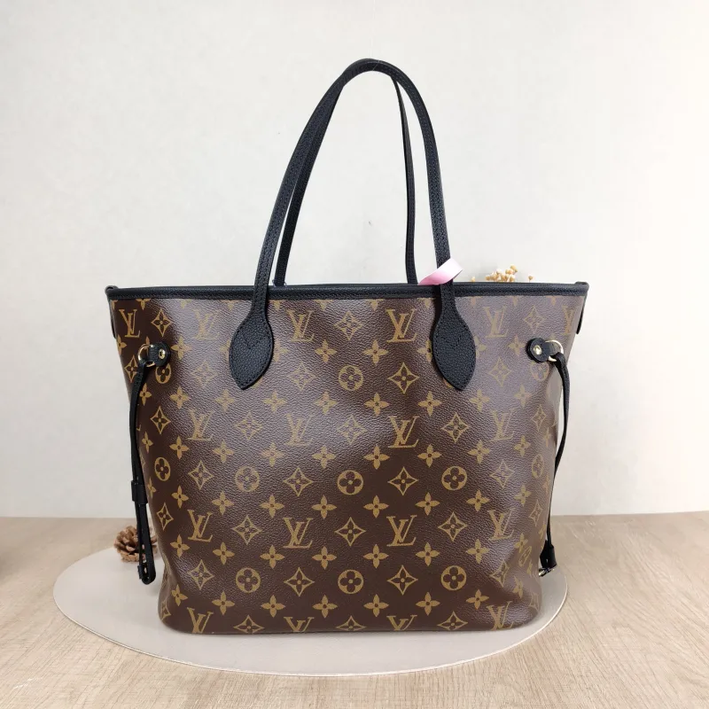 Louis Vuitton Shoulder Bag NEVERFULL INSIDE OUT Black PVC · Calfskin Medium 31 × 14 × 28 cm