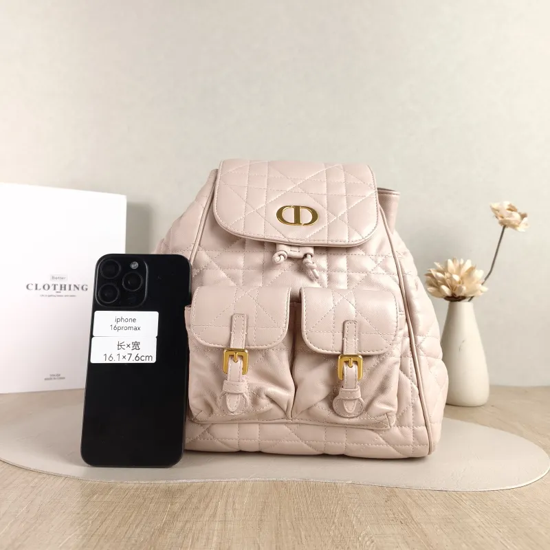 DIOR Backpack Caro Shoulder Bag Pink SL ambskin Medium 23 × 12.5 × 26.5 cm — cover view 3 of 5
