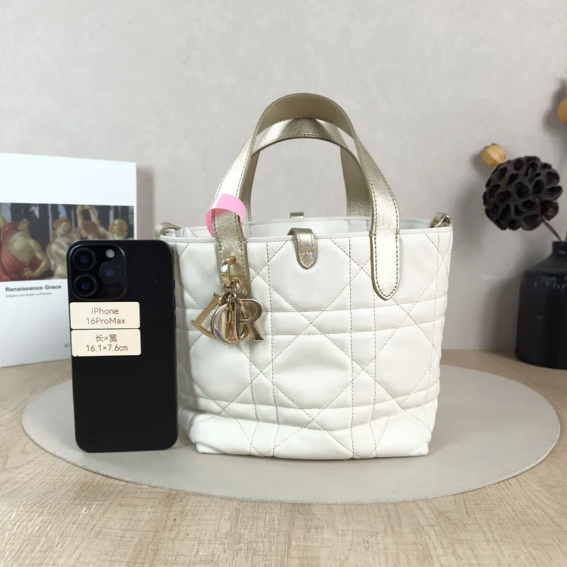 DIOR Top Handle Bag TOUJOURS Edition White Calfskin Small 18.5 × 12 × 18.5 cm — cover view 4 of 5